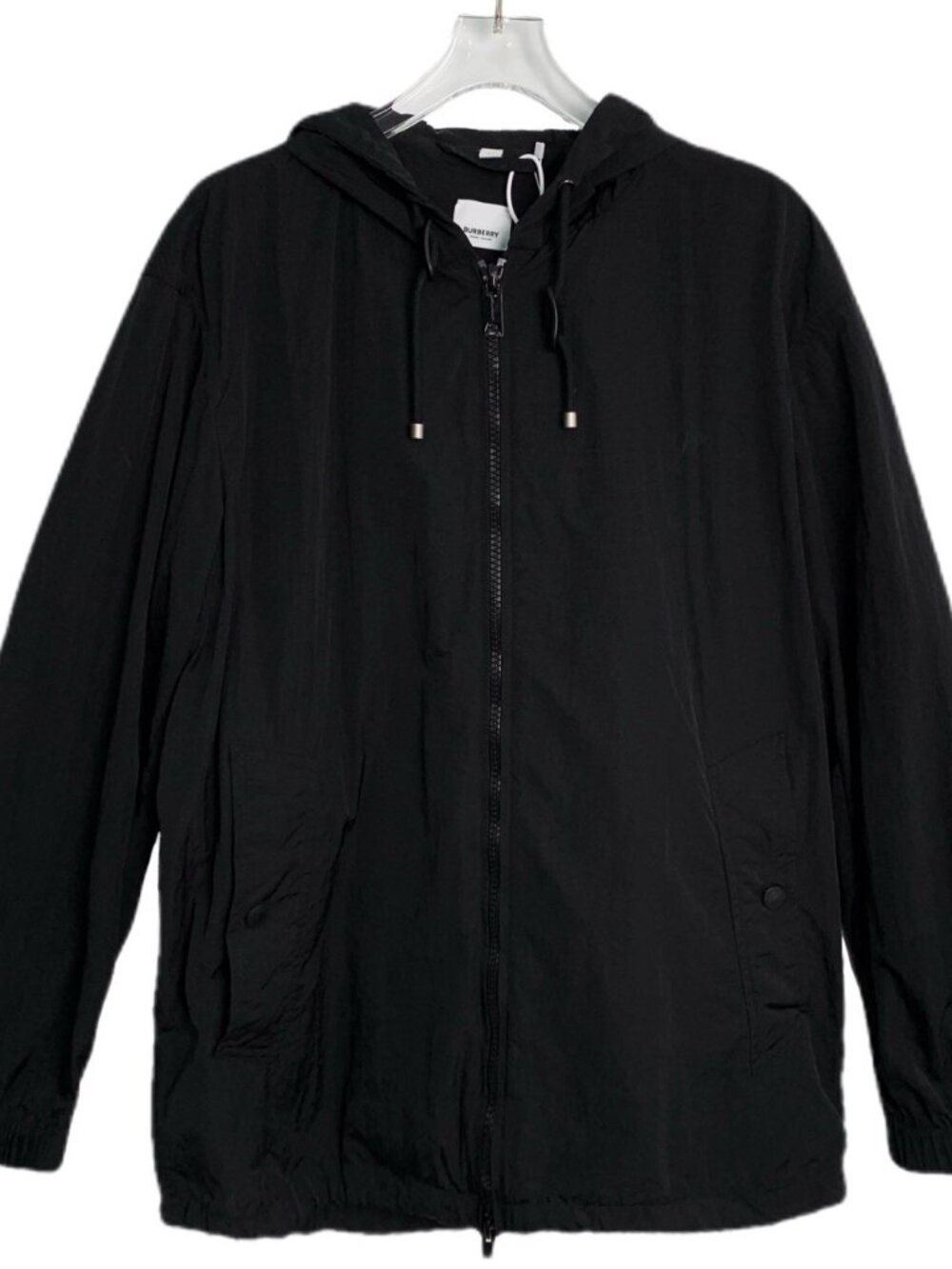 H32462 Burberry black nylon hooded zipper long-sleeved jacket 54 XL size